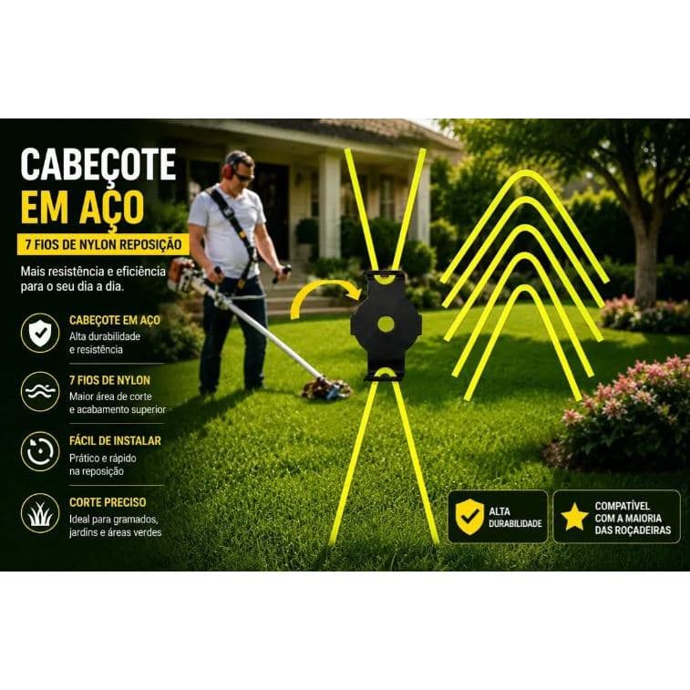 Cabeçote Universal Aparador De Grama Para Roçadeira Elétrica - carretel nylon