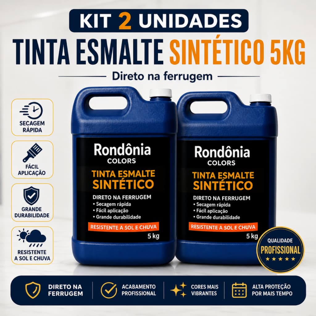 Kit 2 Unidades Esmalte Sintético 5L Secagem Rápida Alta Cobertura Metal Madeira Portão Premium Uso