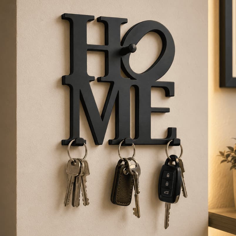 Suporte Porta Chave De Parede Decorativo 3D Home Casa Organização Quadrado 13x13