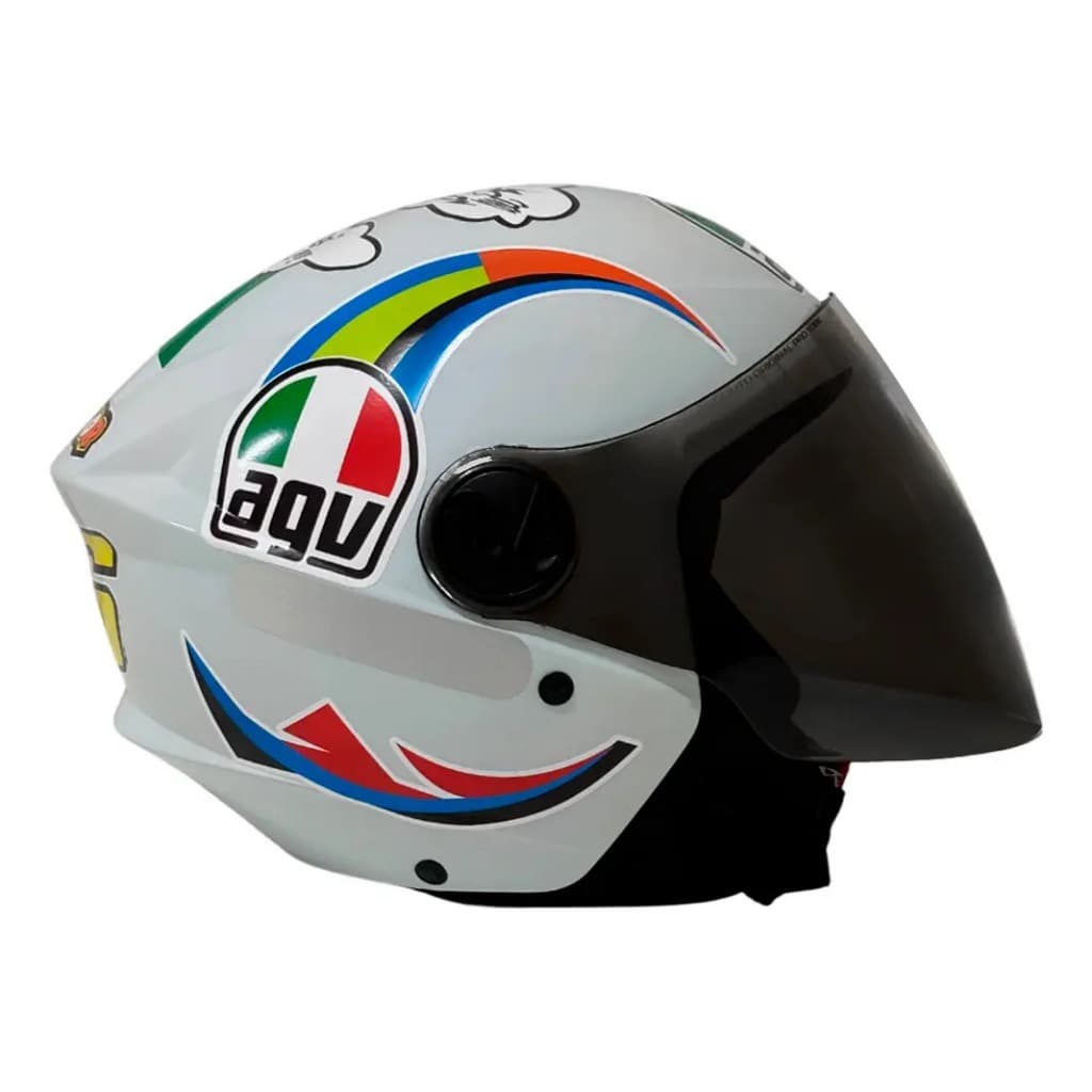 Capacete Liberty New3 Personalizado Blade Meia Lua Adulto Branco Viseira Fume Leve Confortável