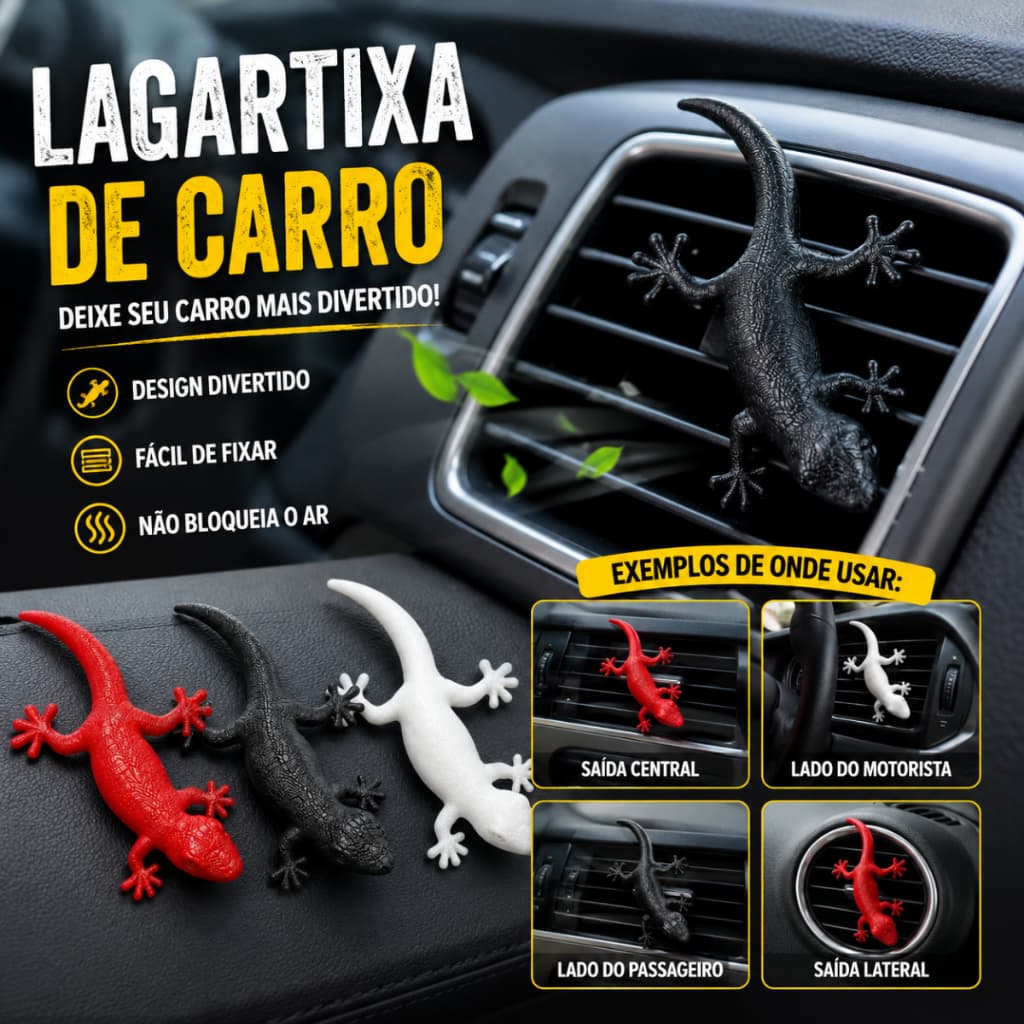 Lagartixa Gecko Enfeite Difusor Ar Condicionado Carro Decorativo com Suporte