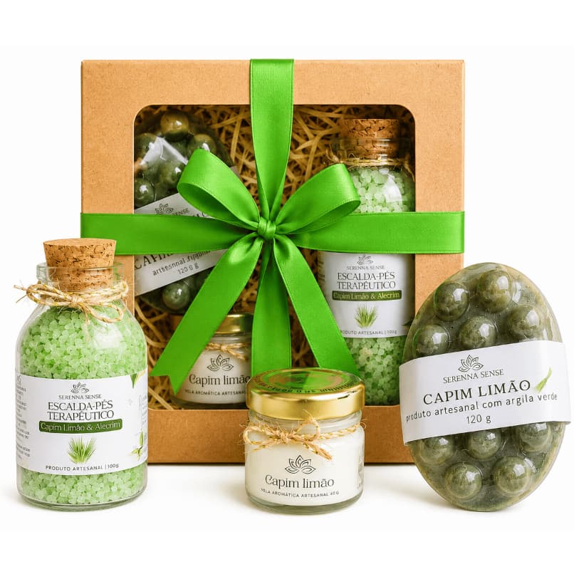 2 Kits presente SPA mini  com Vela +  Escalda pés + Sabonete Massageador