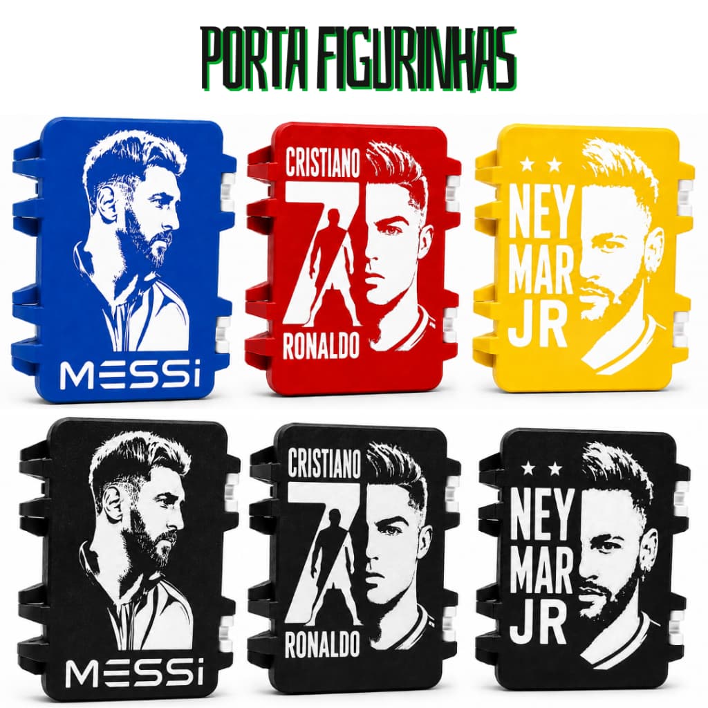 Porta Figurinhas Copa 2026 Álbum Futbol Caixa Organizadora Cr7/ NJ/ Messi