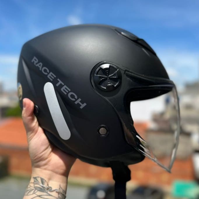 CAPACETE RACE TECH PLAY BLADE URBANO ABERTO MONOCOLOR PRETO FOSCO TITANIUM NOVO LANÇAMENTO NOVO