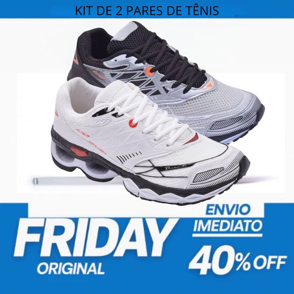 Kit 2 Pares Tênis Masculino Feminino Esportivo Academia Amortecimento