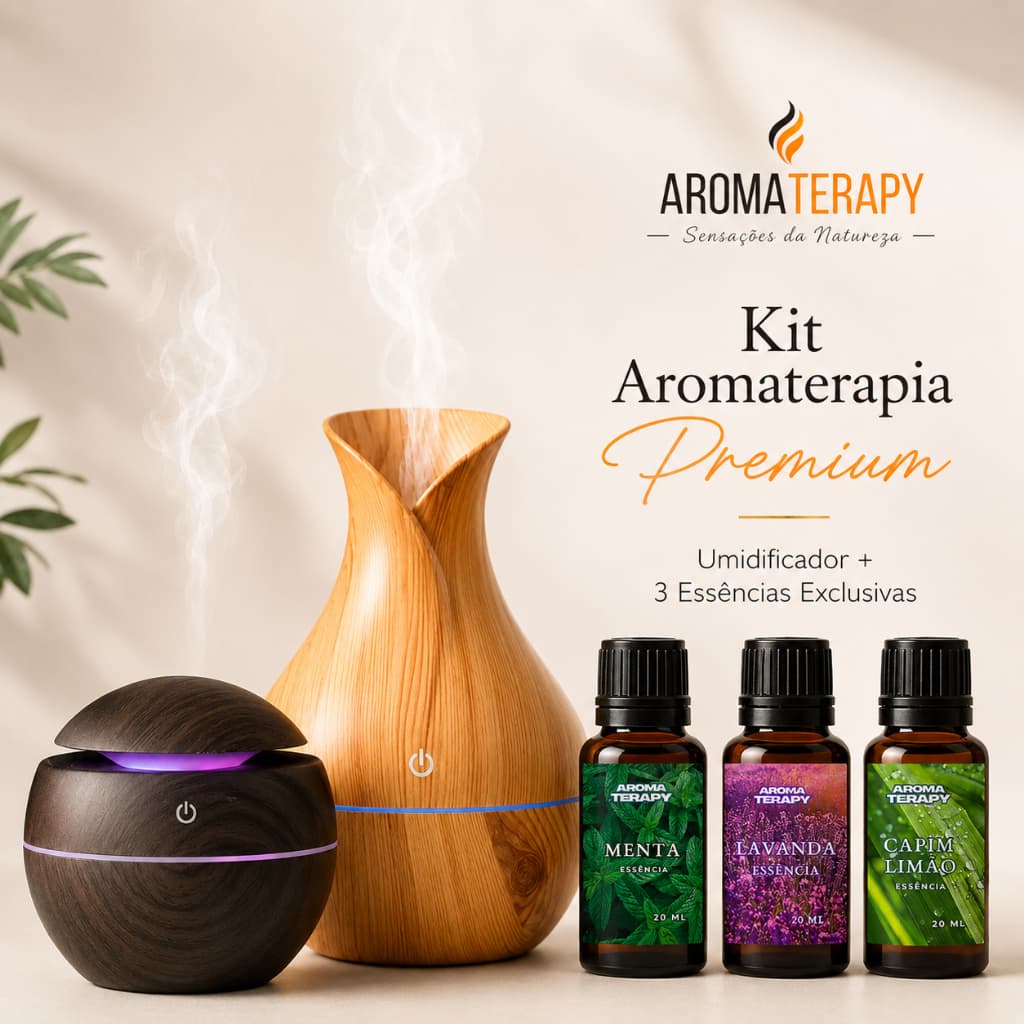 Umidificador de Ar + Essências Premium  Vaporizador Premium de Ambiente Essências Difusor De Ar