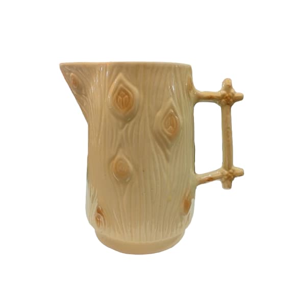 Antiga Jarra Bege de Cerâmica Imitando Madeira (ler descrição)