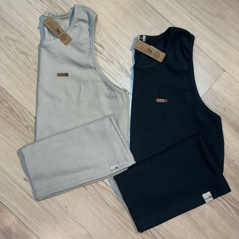 Kit 2 uni - Regata Masculina Canelada Tecido Premium Modelo Americano  - Algodão Elastano