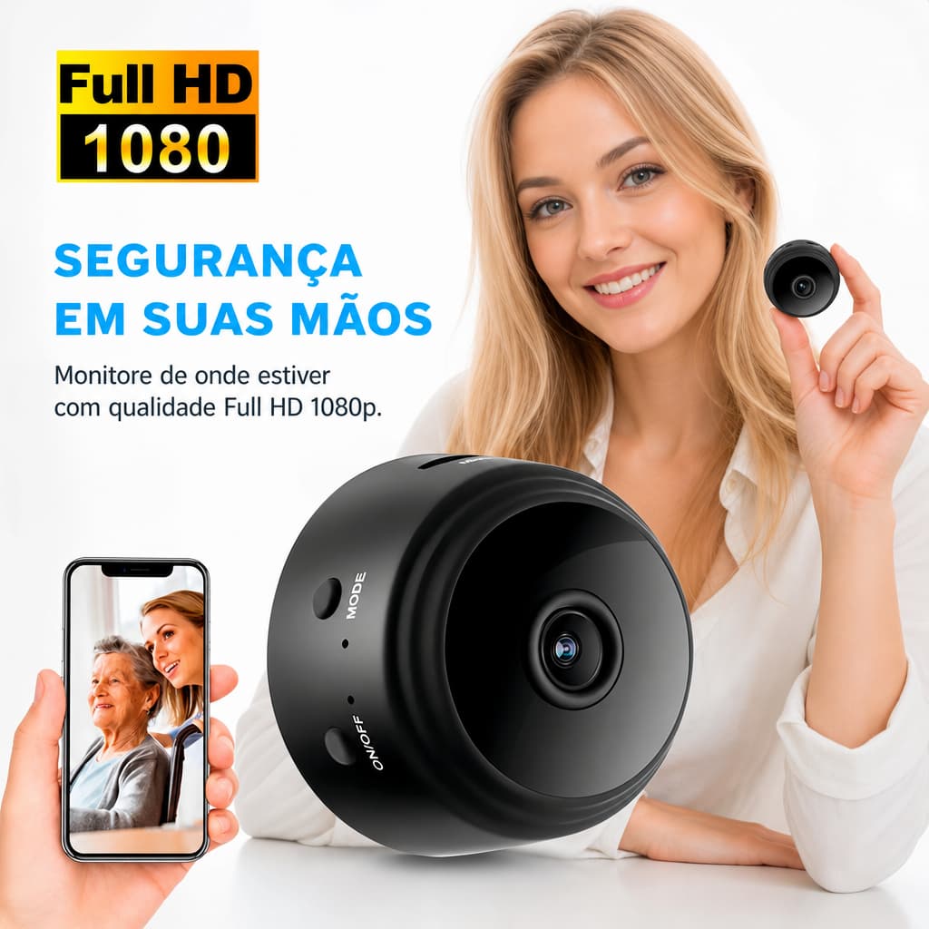 Mini Câmera Segurança Wifi A9 Full HD 1080p Sensor Presença
