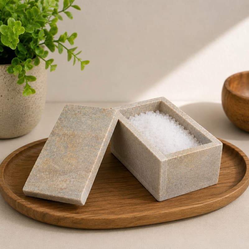 Saleiro em Pedra Sabão Artesanal com Tampa Porta Sal Cozinha 13 cm
