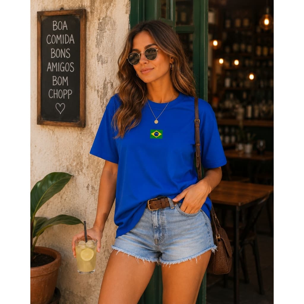 Camisa Brasil Feminina T-Shirt Copa do Mundo Camiseta Brasil Feminina Estampada Basica