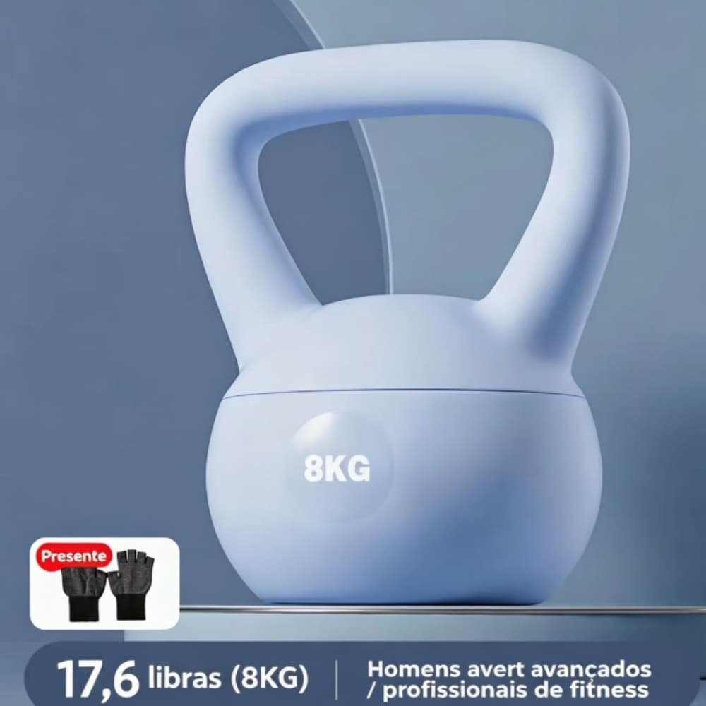 Kettlebell Soft 8kg JOYFOX Profissional para Força Condicionamento Físico e Treino Funcional
