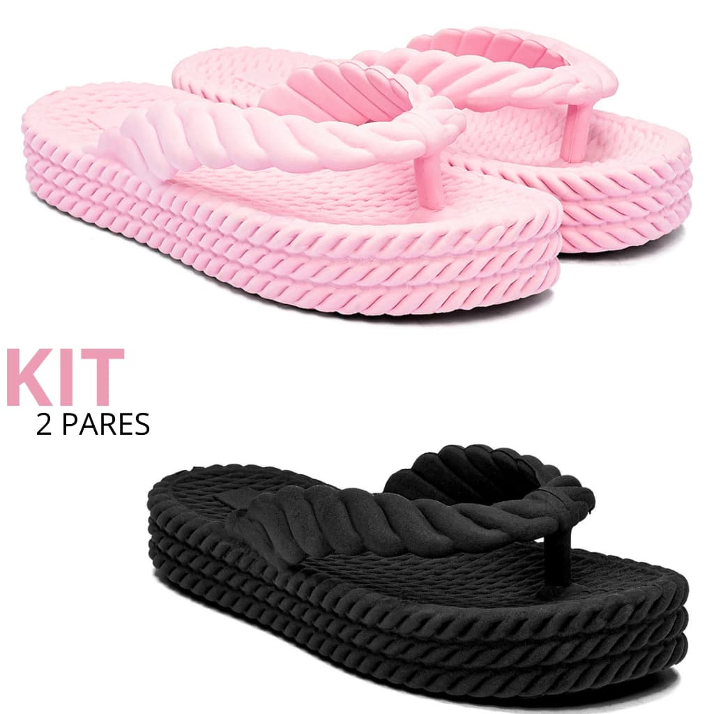 Combo 1 e 2 Pares Tamanco 3 Tranças Ortopédico Leve Flexível