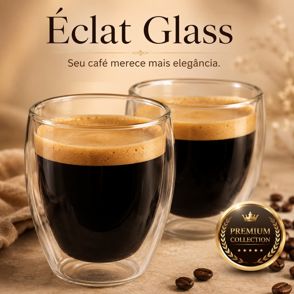 Conjunto Copos Vidro Termico Dupla Parede 350ml Kit 2 Unidades Design Elegante