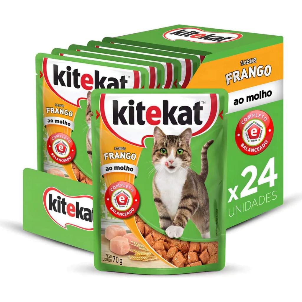 Kit 24 Sachês KiteKat Gato Adulto - Frango ao Molho 70g