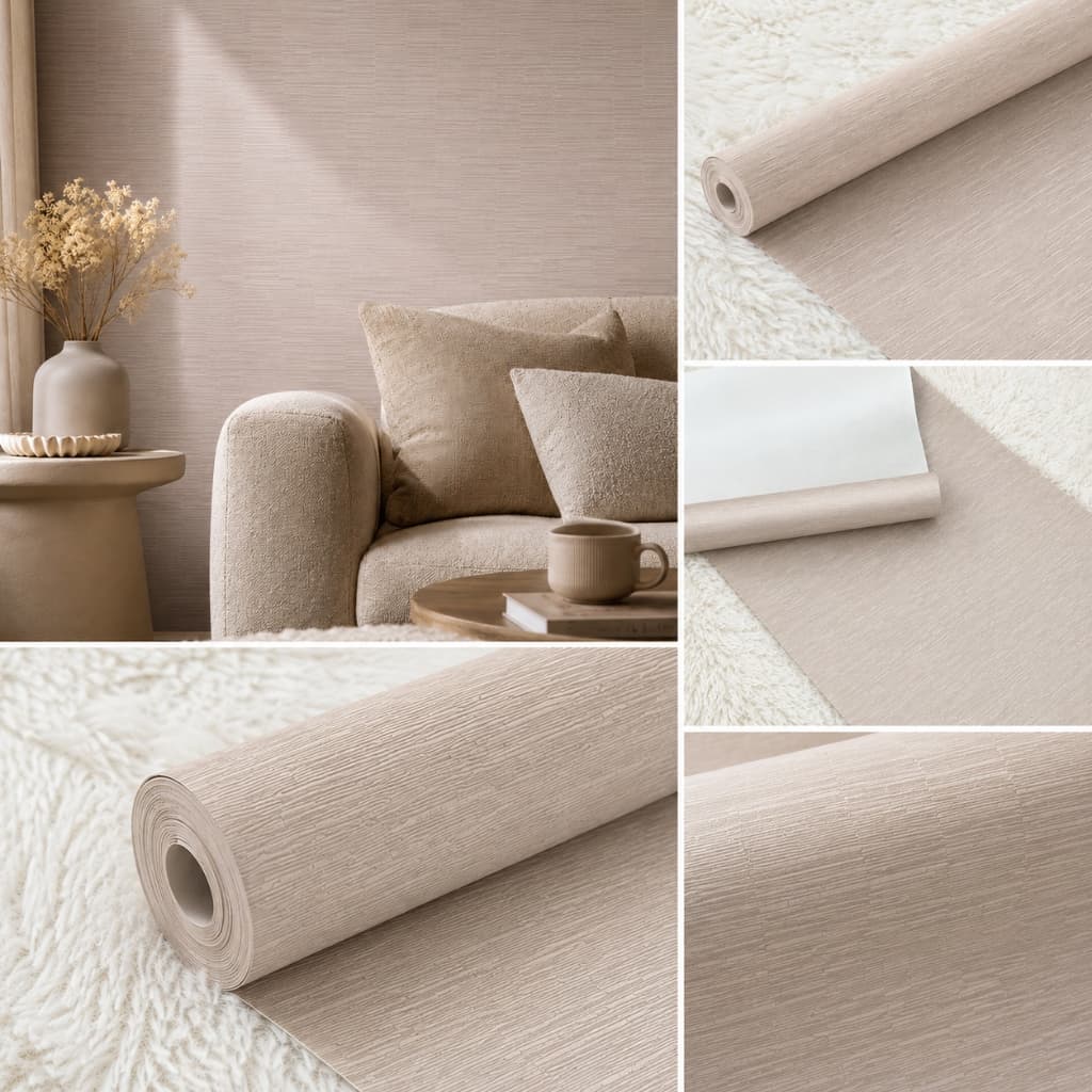Papel de Parede Importado Texturizado Marrom - Rolo 10 metros x 53cm (5,3m²) - Textura em Relevo Vinílico - Cola Inclusa