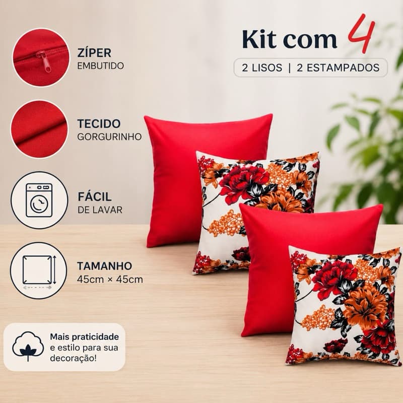 Kit 4 Capas de Almofada em Gorgurinho Premium – Elegância e Durabilidade