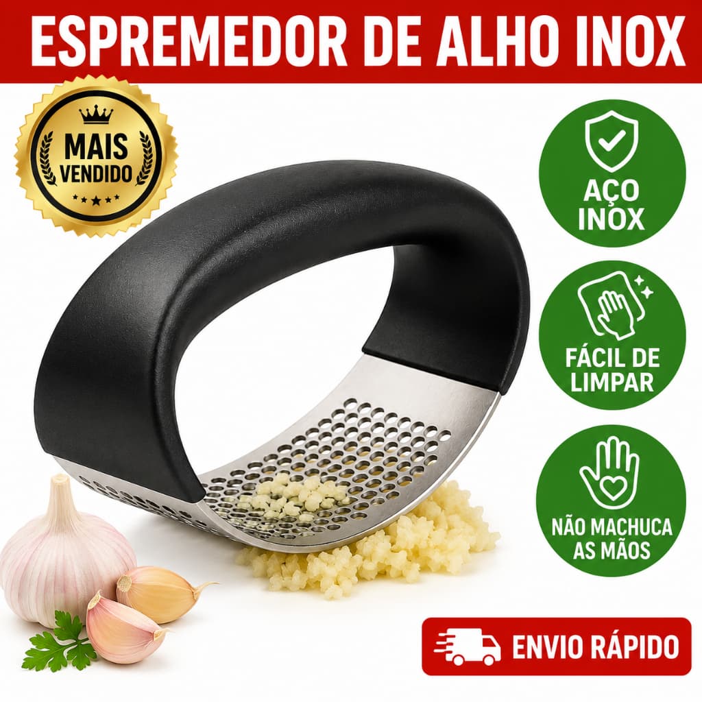 ESPREMEDOR DE ALHO INOX Manual Triturador Amassador Resistente com Pressão Rápida -  ENTREGA RÁPIDA