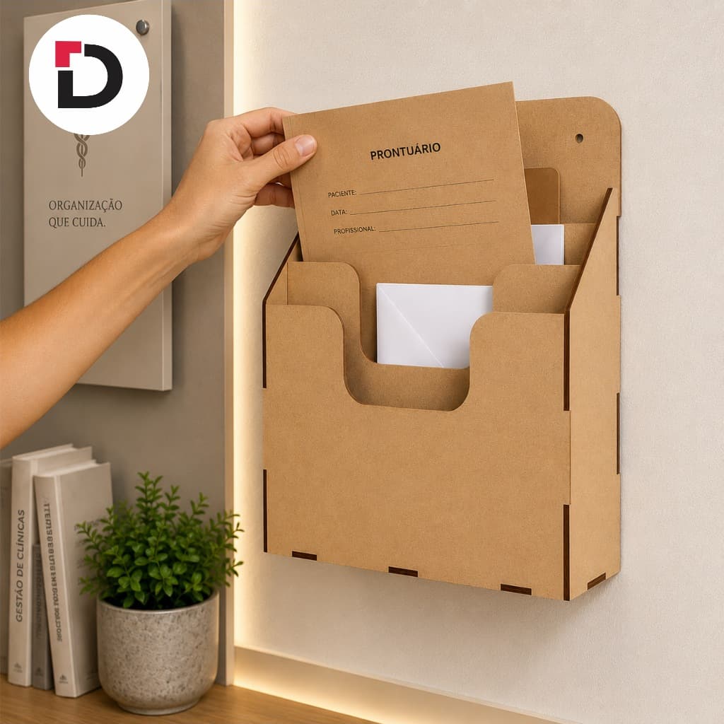 Organizador Porta Prontuário COM Suporte Parede Escritório Em MDF - Escritórios / Hospitais - Empresas / Escolas