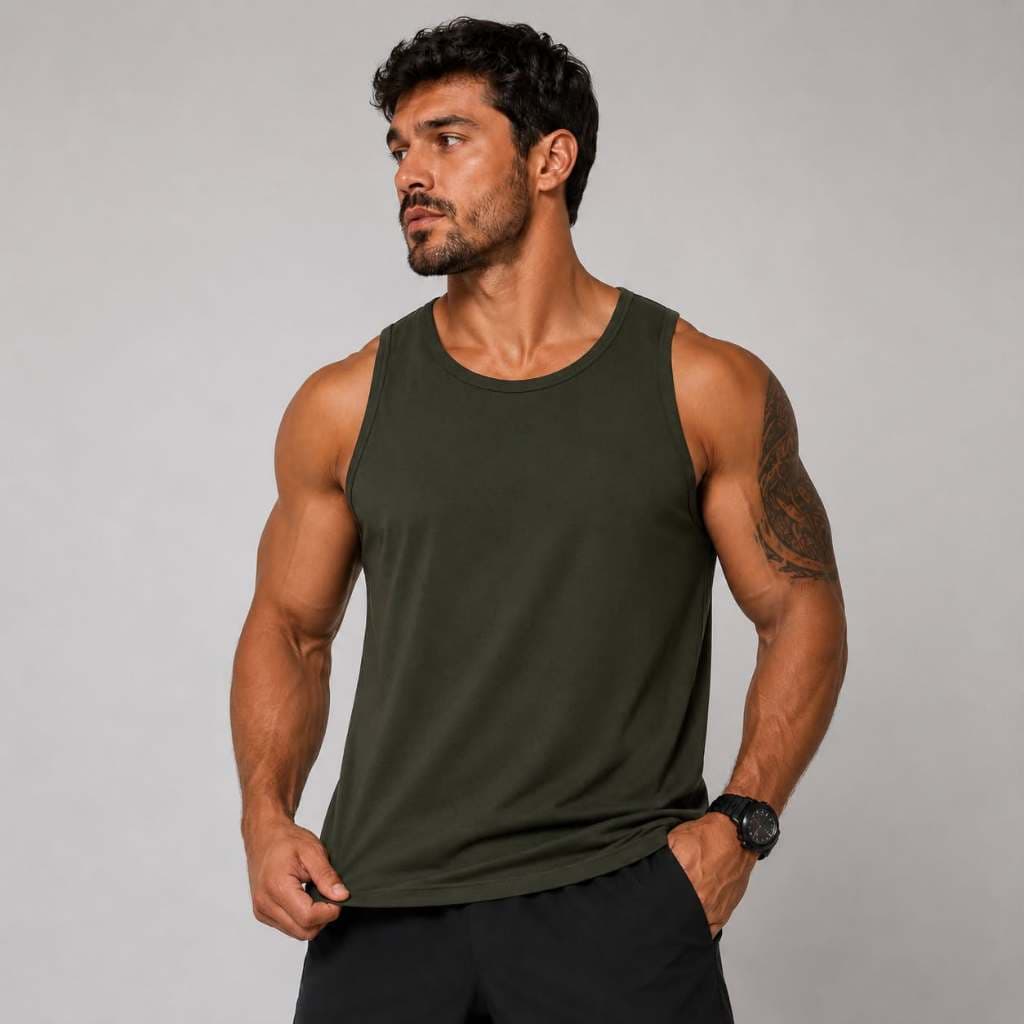 CAMISETA REGATA BÁSICA MASCULINA 100% ALGODÃO LISA ACADEMIA MODA MASCULINA
