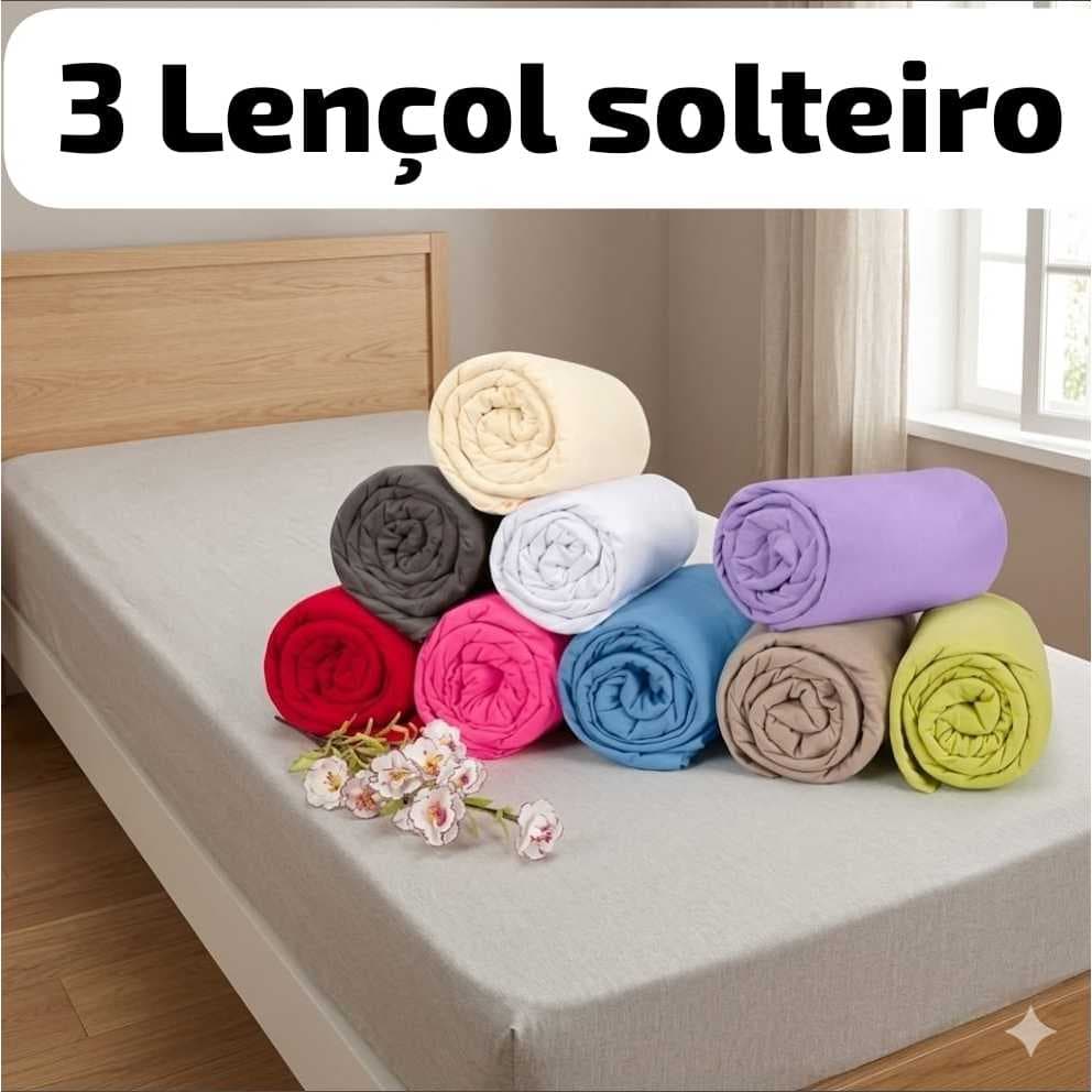 *Oferta* 3 Leçõis solteiro 30 cm de altura CrisDecor Enxovais