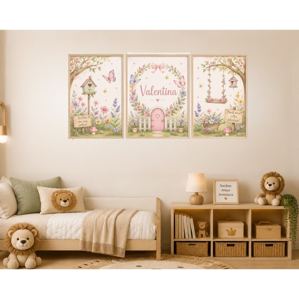 Quadro decorativo quarto infantil bosque encantado Personalizado