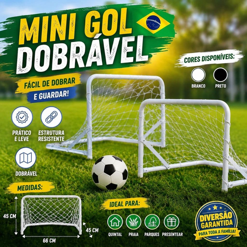 Trave Futebol Sag Toys com 2 Traves De Ferro Com Rede Pratica de Montar