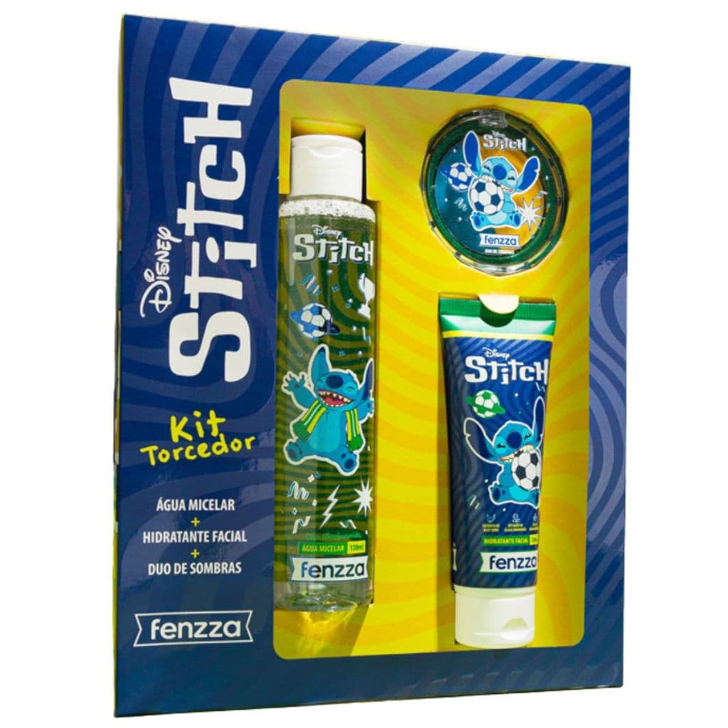 Kit Maquiagem Torcedor Brasil Stitch Completo Hidratante Facil Água Micelar Duo de Sombras - Fenzza