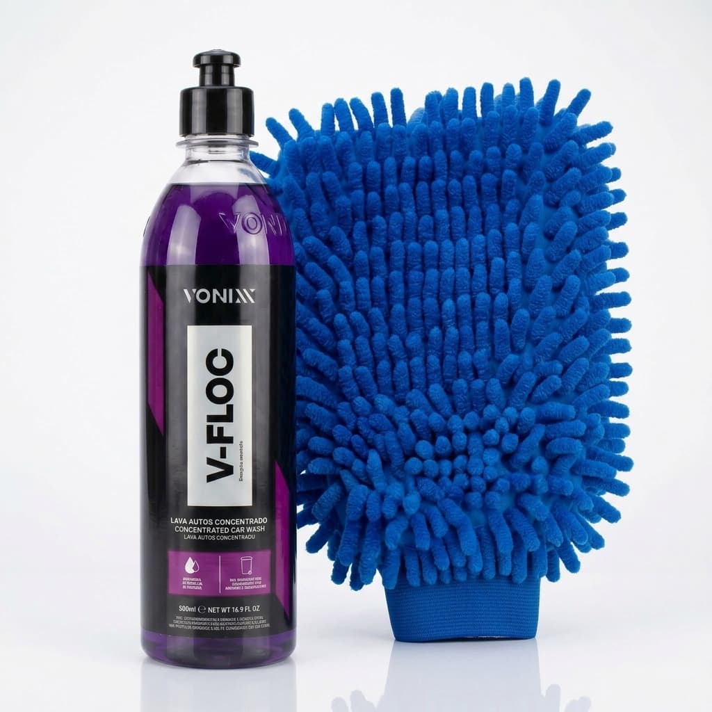 Kit Vonixx V-Floc 500ML + Luva de Microfibra Para Lavar Carro Moto Limpeza Automotiva