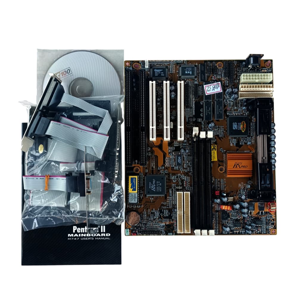 MOTHER BOARD PLACA MÃE PC100 BXPRO NOVA COM CABOS MANUAL PENTIUM 2 MB32