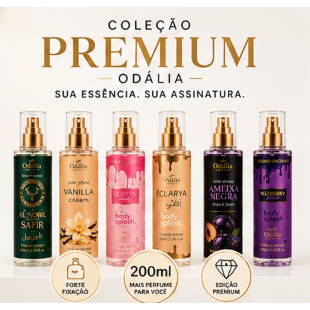 Body Splash Feminino Odália 200ml Perfumação Corporal Longa Fixação Premium Varias Fragancias