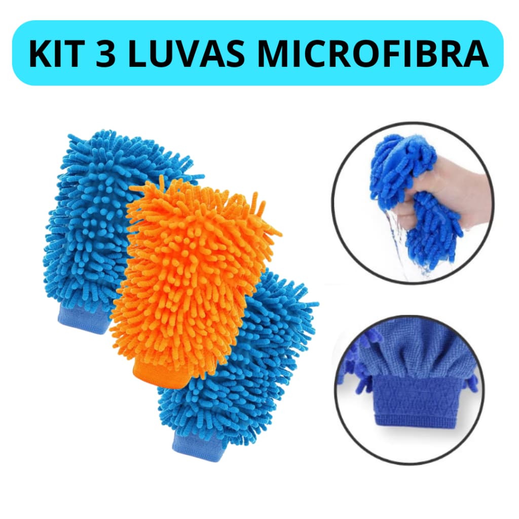 Kit Luva Microfibra Para Lavar Carro E Limpeza Doméstica luvas automotivas acessórios