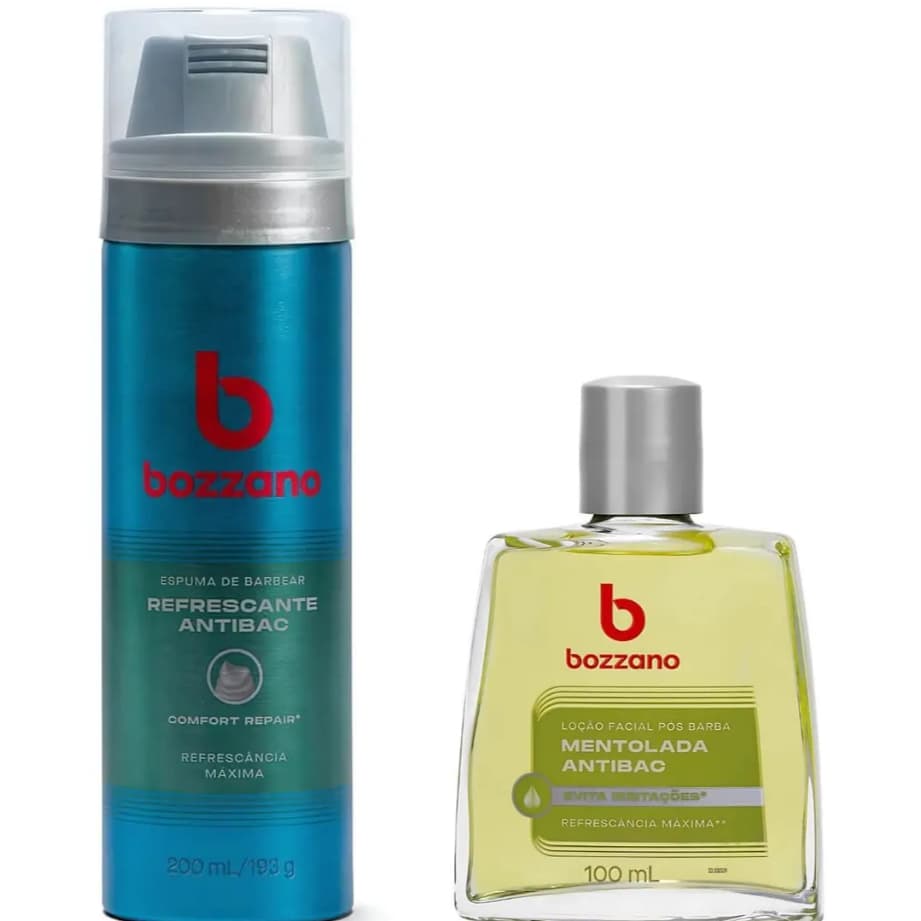 Kit Barba Bozzano Espuma de Barbear 200ml + Loção Pós-Barba Facial 100ml – Barbear Confortável, Hidratação e Proteção da