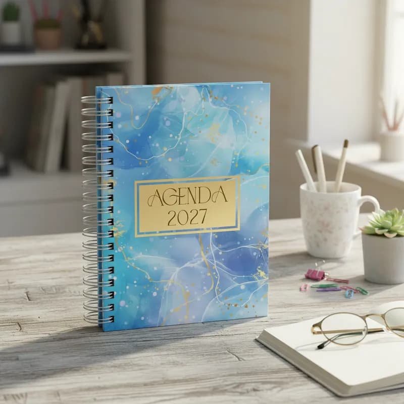 Agenda Feminina 2027 Datada Capa Dura Coleção Watercolor 1 Página Por Dia