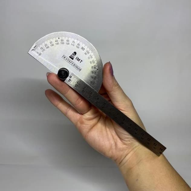 Transferidor de Ângulo 180° Aço Inox 14cm Régua Angular Ajustável Ferramenta Marcenaria Carpintaria Medição Profissional