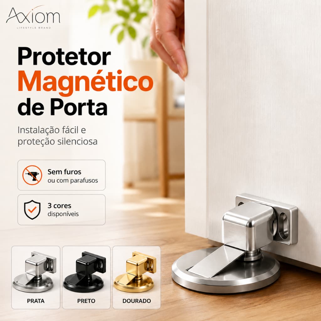 Kit 2 4 6 Prendedor de Porta Magnético Axiom Segurador Trava Porta Adesivo 3M Silencioso