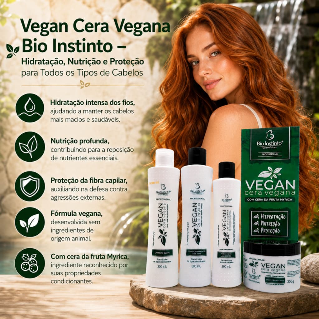 Kit Capilar 4 Itens Bio Instinto Vegan Cera Vegana - Kit com 4 itens