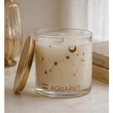 Vela Aromática 180g Cera de Coco | Presente Signo Aquário | Coleção Zodíaco Lumelis