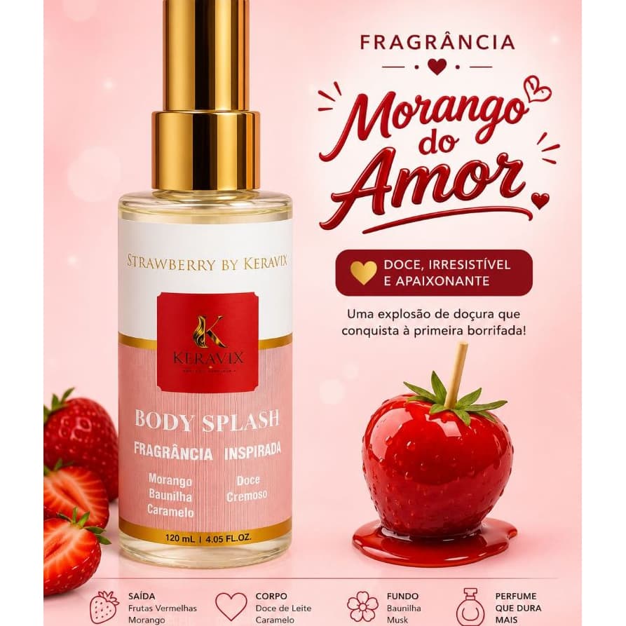 Body Splash Feminino Perfume 120ml Fragrâncias Inspiradas em Importados Longa Duração Keravix