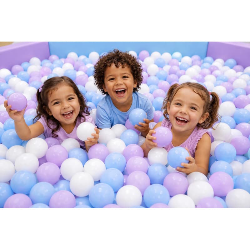 Bolinhas Premium Piscina Infantil Lilás Azul Bebê Branco 25/50/100 Unidades | Não Amassam Brinquedo Sensorial