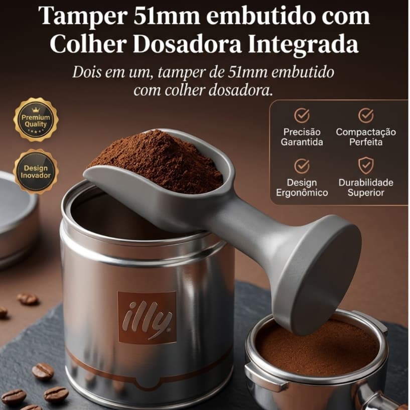 Tamper 51mm Com Colher Dosadora Integrada