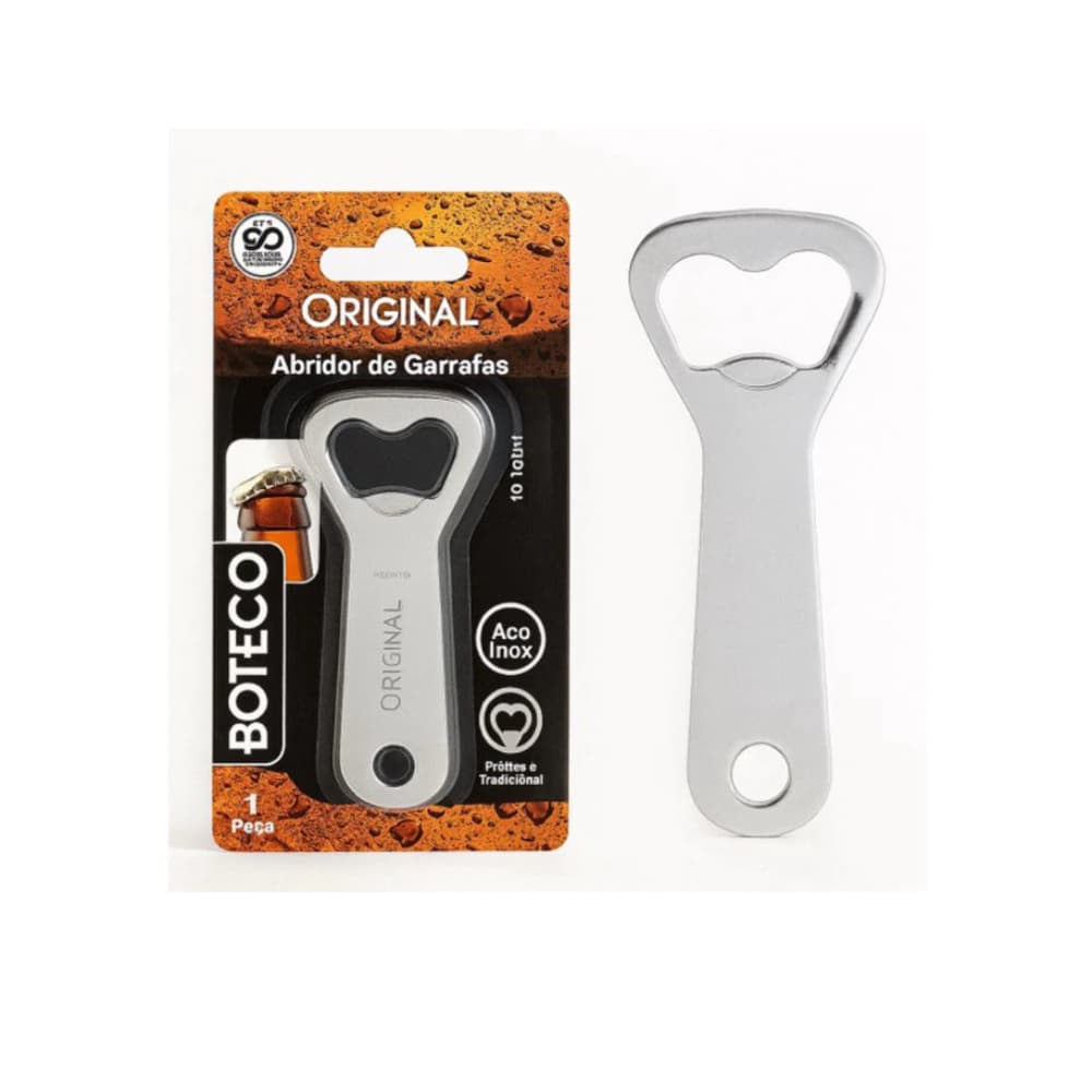Kit 2 Abridores de Garrafa em Aço Inox Resistente Abridor de Tampas de Garrafa Bar Cozinha