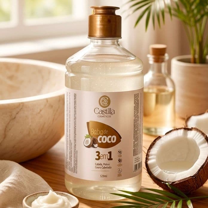 Baba de Coco Castilla 3 em 1 - Cabelo, Pele e Couro Cabeludo Saudáveis 520ml