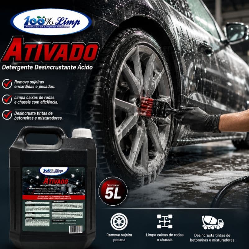 Ativado Desincrustante Ácido 5L Limpeza Pesada Chassis Rodas Caminhões Ativado