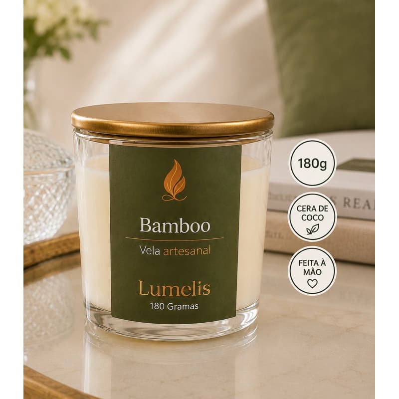 Vela Aromática Bamboo 180g | Vela  Decorativa para Presente e Relaxamento | Lumelis