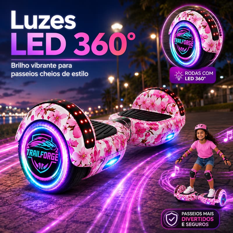 Hoverboard para crianças e adolescentes,6.5 polegadas, roda led colorida O melhor presente