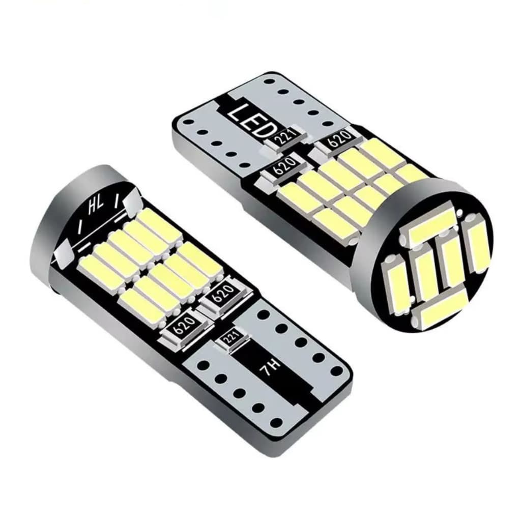 Par Lampada Pingo T10 Led Branco Automotivo W5W 194 Farolete Placa Teto Painel 12V 2W Alta Luminosidade