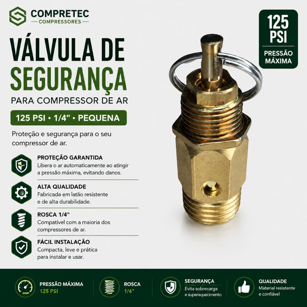 Válvula De Segurança Pequena 125 Psi 1/4 NPT