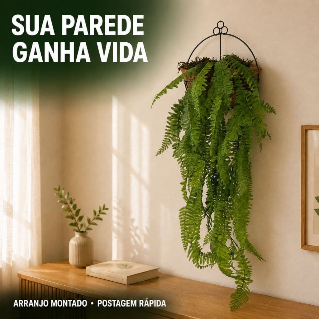 Vaso Folhagem Pendente de Samambaia Artificial de Pendurar