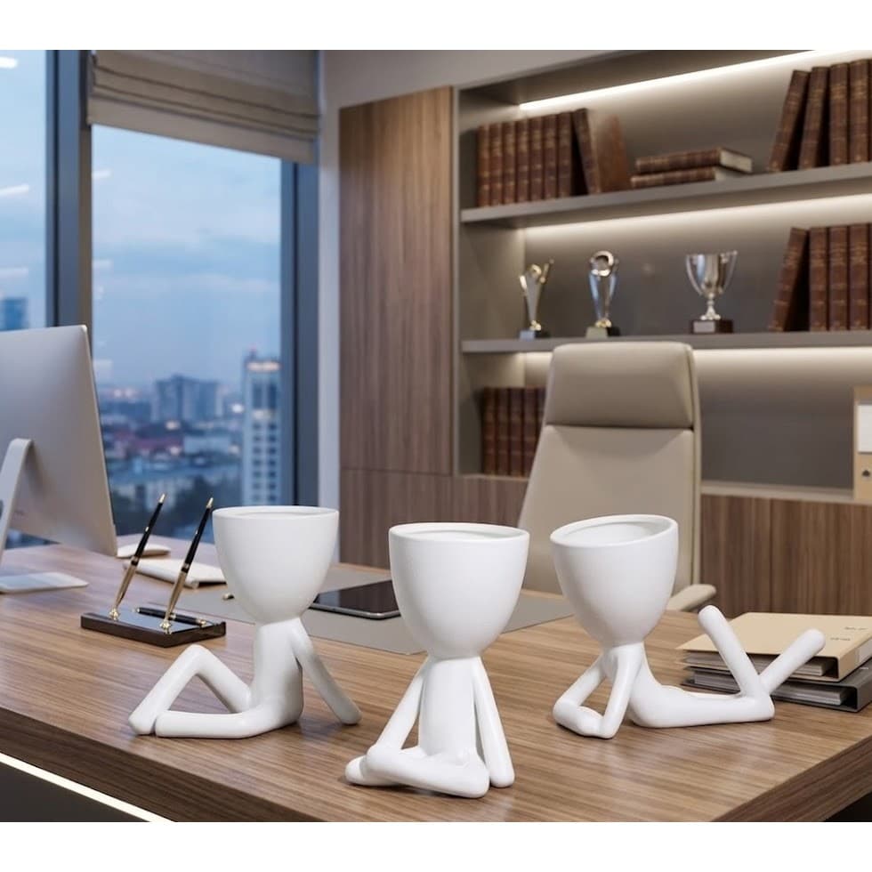 Kit 3 Vasos Decorativos Bob Robert Planta Suculenta Mini Vasinho Enfeite Casa